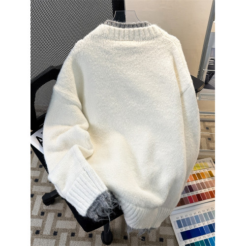 假兩件毛衣男秋冬款港風百搭慵懶圓領針織衫潮流ins帥氣休閒上衣