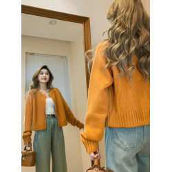 小香風甜美雙拉鍊毛衣外套女秋冬新款小個子寬鬆減齡針織開衫加厚