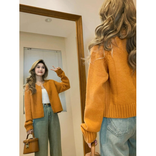 小香風甜美雙拉鍊毛衣外套女秋冬新款小個子寬鬆減齡針織開衫加厚