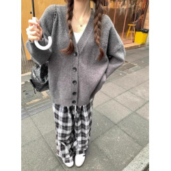 愛心刺綉毛衣外套女2025秋冬慵嬾風寬鬆休閒顯瘦長袖V領針織衫