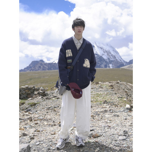 GOGOSOON針織開衫毛衣男680g新款2025秋冬外套英倫學院風v領小熊 GOGOSOON針織開衫毛衣男680g新款2025秋冬外套英倫學院風v領小熊