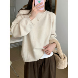 黑色套頭針織毛衣女春季2026秋冬慵懶軟糯寬鬆內搭上衣胖mm打底衫