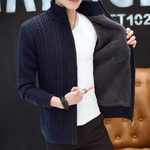 開衫毛衣男士加絨加厚韓版拉鍊針織衫外套帶絨高領秋冬季男裝潮流 開衫毛衣男士加絨加厚韓版拉鍊針織衫外套帶絨高領秋冬季男裝潮流