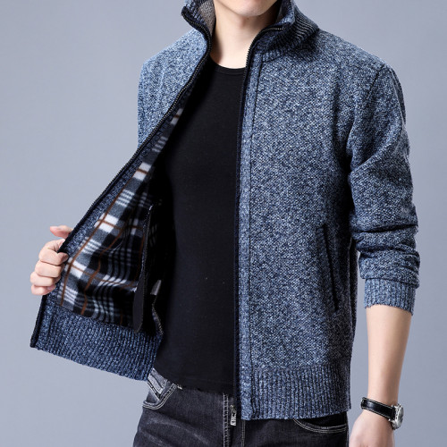 開衫毛衣男士加絨加厚韓版拉鍊針織衫外套帶絨高領秋冬季男裝潮流 開衫毛衣男士加絨加厚韓版拉鍊針織衫外套帶絨高領秋冬季男裝潮流