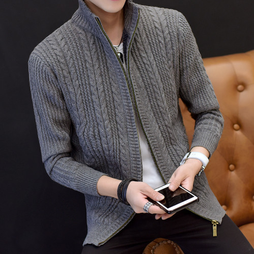 開衫毛衣男士加絨加厚韓版拉鍊針織衫外套帶絨高領秋冬季男裝潮流 開衫毛衣男士加絨加厚韓版拉鍊針織衫外套帶絨高領秋冬季男裝潮流