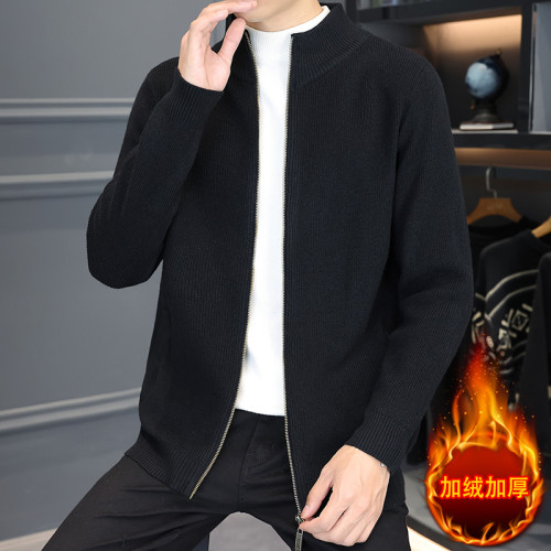 開衫毛衣男士加絨加厚韓版拉鍊針織衫外套帶絨高領秋冬季男裝潮流 開衫毛衣男士加絨加厚韓版拉鍊針織衫外套帶絨高領秋冬季男裝潮流