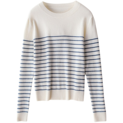 條紋針織毛衣女秋冬內搭羊毛衫2024年新款爆款冬季打底衫圓領上衣