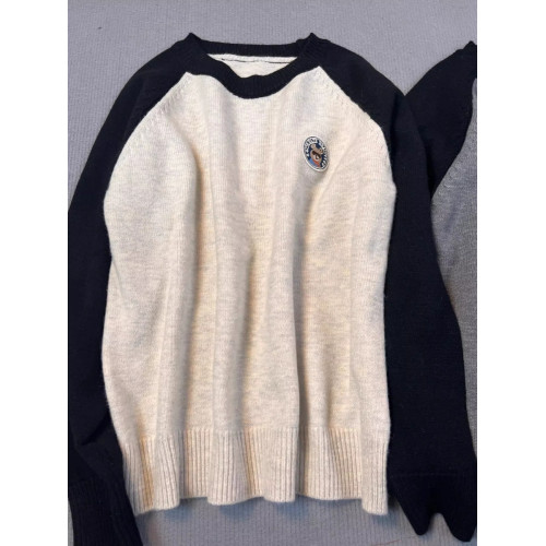 撞色軟糯套頭毛衣女秋冬慵懶寬松韓系chic別致內搭打底針織衫上衣