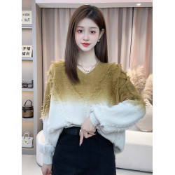 今年流行漂亮毛衣女秋冬2025新款爆款寬鬆慵嬾風漸變色針織衫上衣