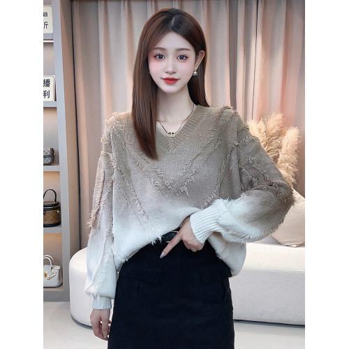 今年流行漂亮毛衣女秋冬2025新款爆款寬鬆慵嬾風漸變色針織衫上衣