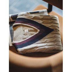 馬登工裝美式復古IVY針織V領毛衣背心學院風撞色絞花無袖馬甲男秋