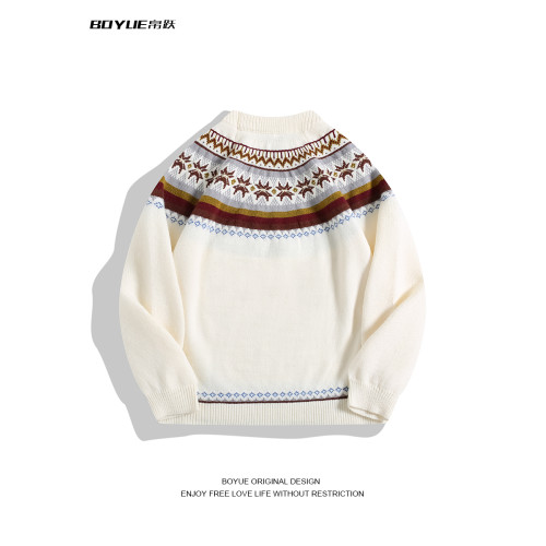 BOYUE帛躍復古慵嬾過年針織衫情侶聖誕氛圍感男女費爾島毛衣潮牌