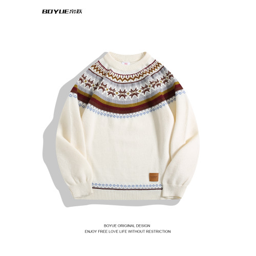 BOYUE帛躍復古慵嬾過年針織衫情侶聖誕氛圍感男女費爾島毛衣潮牌
