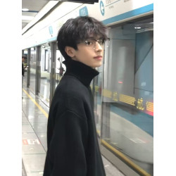 黑色高領毛衣男款秋冬季加絨加厚慵嬾高級感痞帥風cleanfit針織衫