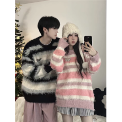 情侶裝秋冬2025新款高級感毛衣男女韓版寬鬆法式針織衫慵嬾風外套