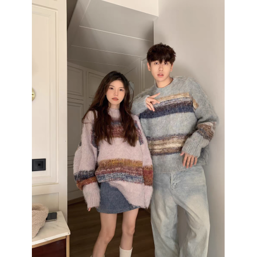 情侶裝秋冬2025新款高級感毛衣男女韓版寬鬆法式針織衫慵嬾風外套