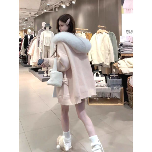 2025新款大毛領連帽毛衣針織開衫外套慵懶風超好看寬松加厚秋冬款 2025新款大毛領連帽毛衣針織開衫外套慵懶風超好看寬松加厚秋冬款