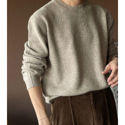 西服內搭打底羊毛衫男親膚保暖包芯紗毛衣歐貨小領口純色針織衫潮