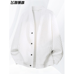 大碼提花開衫針織衫男士外套春秋季潮流休閒衛衣加肥加大胖子男裝