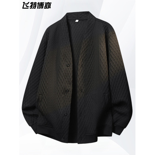 大碼提花開衫針織衫男士外套春秋季潮流休閒衛衣加肥加大胖子男裝 大碼提花開衫針織衫男士外套春秋季潮流休閒衛衣加肥加大胖子男裝