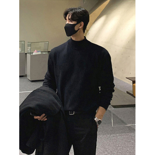 秋冬季半高領毛衣男黑色加厚潮牌韓版潮流痞帥寬松內搭打底針織衫 秋冬季半高領毛衣男黑色加厚潮牌韓版潮流痞帥寬松內搭打底針織衫