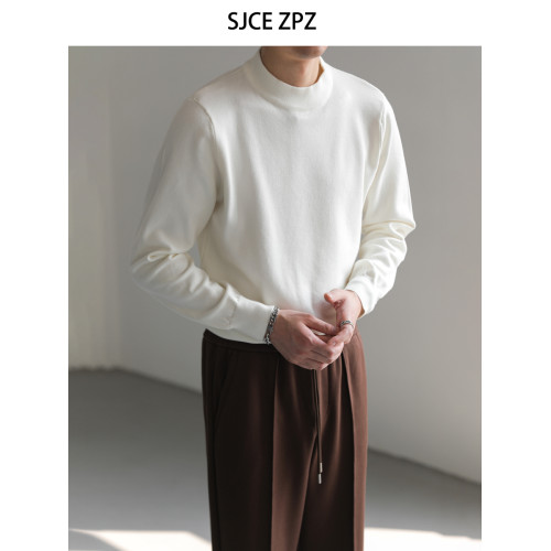 ZPZ秋冬季韓版修身套頭羊毛針織衫 男士半高領毛衣純色內搭打底衫 ZPZ秋冬季韓版修身套頭羊毛針織衫 男士半高領毛衣純色內搭打底衫