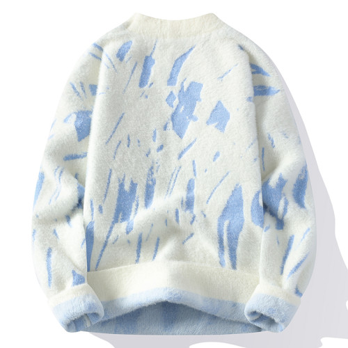 水貂絨圓領毛衣男士冬季加厚保暖打底潮流針織衫慵懶風軟糯毛線衣 水貂絨圓領毛衣男士冬季加厚保暖打底潮流針織衫慵懶風軟糯毛線衣