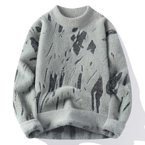 水貂絨圓領毛衣男士冬季加厚保暖打底潮流針織衫慵懶風軟糯毛線衣 水貂絨圓領毛衣男士冬季加厚保暖打底潮流針織衫慵懶風軟糯毛線衣