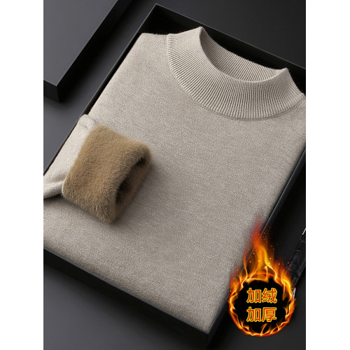 男式半高領純色針織衫2025秋冬季時尚保暖加絨加厚高領毛衣打底衫 男式半高領純色針織衫2025秋冬季時尚保暖加絨加厚高領毛衣打底衫