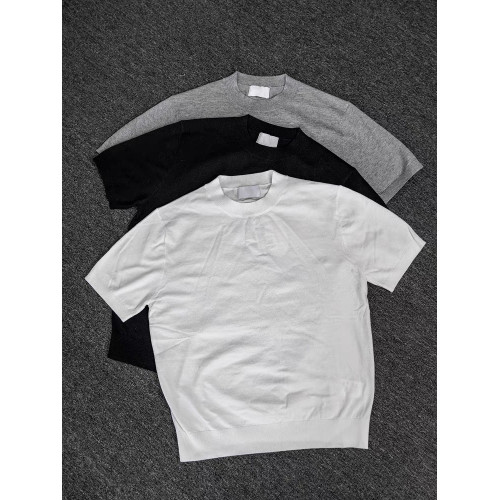 老錢風復古正肩針織小圓領短袖男休閒短款夏涼感三色修身T恤上衣