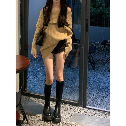 一字肩慵懶毛衣女早秋冬季2025新款溫柔穿搭高級感露肩上衣初秋裝 一字肩慵懶毛衣女早秋冬季2025新款溫柔穿搭高級感露肩上衣初秋裝