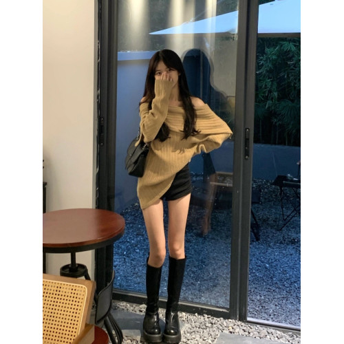 一字肩慵懶毛衣女早秋冬季2025新款溫柔穿搭高級感露肩上衣初秋裝 一字肩慵懶毛衣女早秋冬季2025新款溫柔穿搭高級感露肩上衣初秋裝