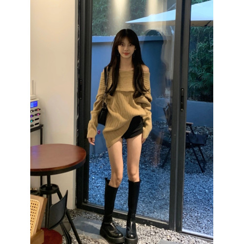 一字肩慵懶毛衣女早秋冬季2025新款溫柔穿搭高級感露肩上衣初秋裝 一字肩慵懶毛衣女早秋冬季2025新款溫柔穿搭高級感露肩上衣初秋裝