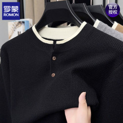 羅矇中青年男士針織衫2025秋冬新款老錢風寬松圓領舒適打底毛衣男