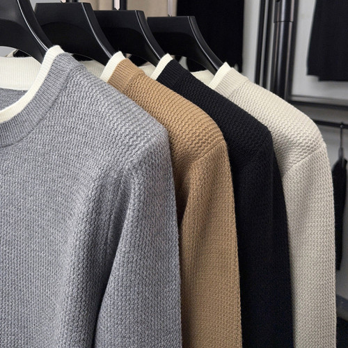 羅矇中青年男士針織衫2025秋冬新款老錢風寬松圓領舒適打底毛衣男