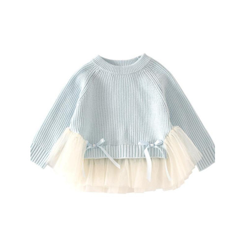 女童針織衫毛衣2025秋季新款洋氣網紗拼接甜美時尚公主風毛衣裙 女童針織衫毛衣2025秋季新款洋氣網紗拼接甜美時尚公主風毛衣裙