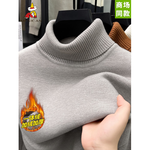 一體絨稻草人冬季男士高領毛衣加絨加厚針織翻領保暖打底衫上衣潮 一體絨稻草人冬季男士高領毛衣加絨加厚針織翻領保暖打底衫上衣潮