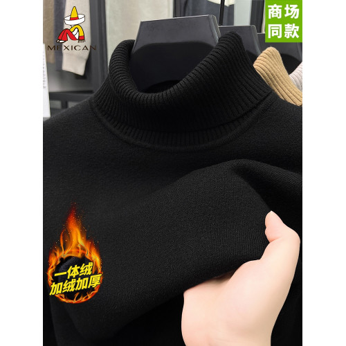 一體絨稻草人冬季男士高領毛衣加絨加厚針織翻領保暖打底衫上衣潮 一體絨稻草人冬季男士高領毛衣加絨加厚針織翻領保暖打底衫上衣潮