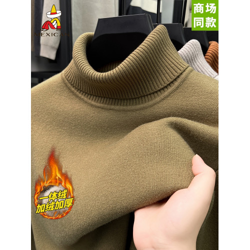 一體絨稻草人冬季男士高領毛衣加絨加厚針織翻領保暖打底衫上衣潮 一體絨稻草人冬季男士高領毛衣加絨加厚針織翻領保暖打底衫上衣潮