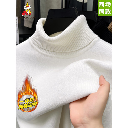 一體絨稻草人冬季男士高領毛衣加絨加厚針織翻領保暖打底衫上衣潮 一體絨稻草人冬季男士高領毛衣加絨加厚針織翻領保暖打底衫上衣潮