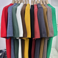 2025男士秋季圓領套頭百搭毛線衣修身純色彩色針織衫內搭打底短袖