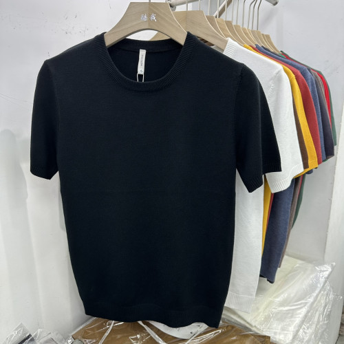 2025男士秋季圓領套頭百搭毛線衣修身純色彩色針織衫內搭打底短袖 2025男士秋季圓領套頭百搭毛線衣修身純色彩色針織衫內搭打底短袖