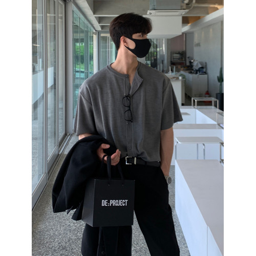 夏季短袖針織衫男輕熟風韓版休閒寬松純色圓領半袖開衫T恤上衣潮 夏季短袖針織衫男輕熟風韓版休閒寬松純色圓領半袖開衫T恤上衣潮