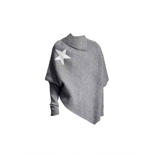 高領不規則小衆設計感毛衣女秋冬韓版寬松慵懶風軟糯針織鬭篷上衣 高領不規則小衆設計感毛衣女秋冬韓版寬松慵懶風軟糯針織鬭篷上衣