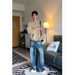 美式亨利領打底針織衫男秋冬季美拉德風復古潮牌慵懶套頭內搭毛衣