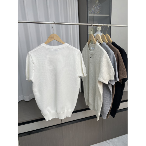 美式重磅！冰絲舒適！男裝夏季古百搭亨利領休閒針織衫短袖潮