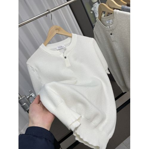 美式重磅！冰絲舒適！男裝夏季古百搭亨利領休閒針織衫短袖潮