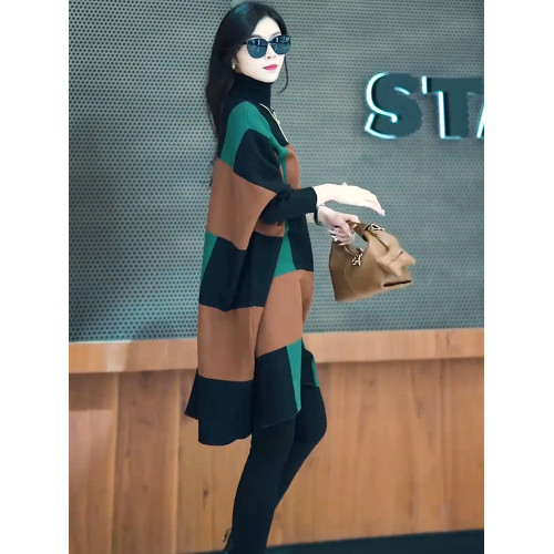 輕奢時尚長袖上衣2025秋冬新款女寬松遮屁股洋氣蝙蝠袖中長款毛衣 輕奢時尚長袖上衣2025秋冬新款女寬松遮屁股洋氣蝙蝠袖中長款毛衣