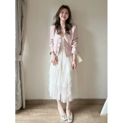 粉色小香風外套女春秋新款高級感韓系氣質小個子中式短款上衣 粉色小香風外套女春秋新款高級感韓系氣質小個子中式短款上衣