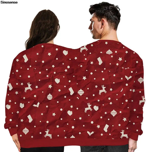Men Women Two Person Autumn Winter Ugly Christmas Sweater On